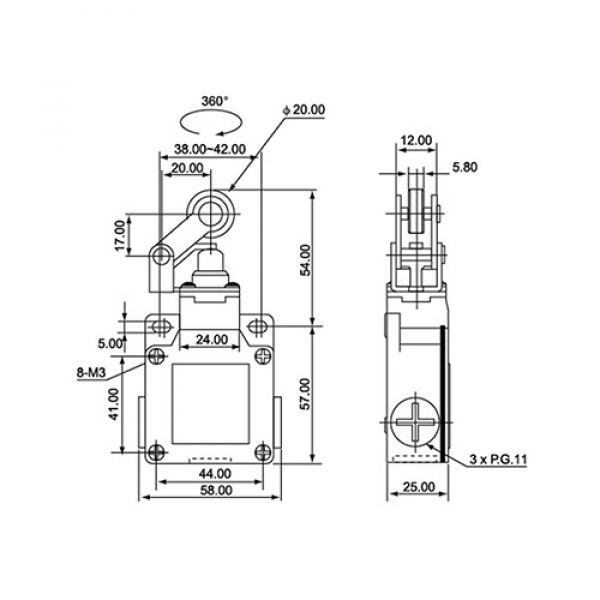 Fim De Curso Nazda NZ-CSA-012 Pistão Com Haste E Roldana Pesada