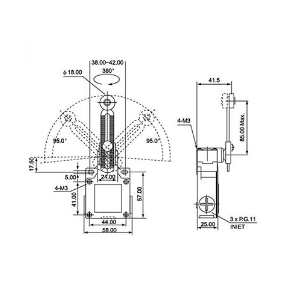 Fim De Curso Nazda NZ-CSA-031 Haste Ajustavél Com Roldana Plástica Pesada