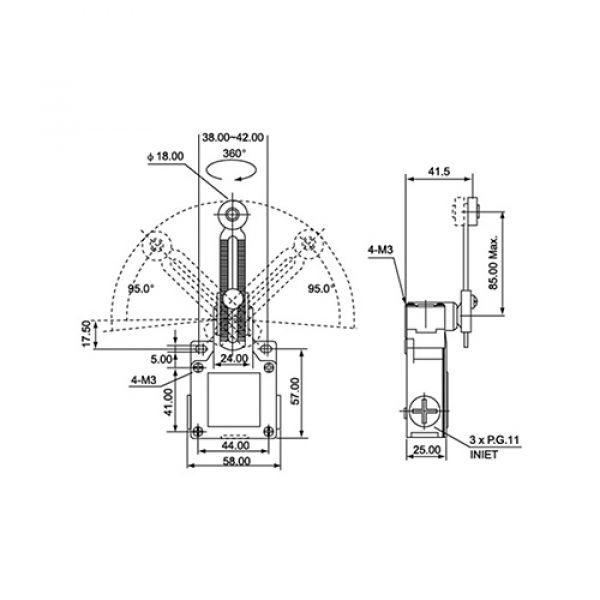 Fim De Curso Nazda NZ-CSA-031M Haste Ajustavél Com Roldana De Metal Pesada