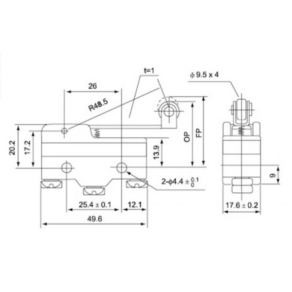 Micro Fim De Curso Nazda NZ-CM-1703N Haste Com Roldana