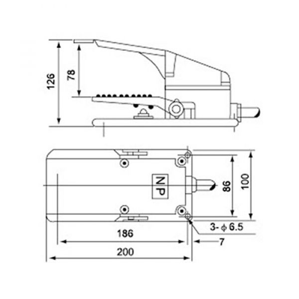 Pedal Com Proteção Nazda NZ-CFS-302 15A 250VCA 1NA+1NC Alumínio