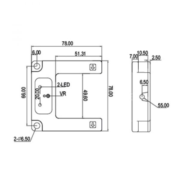 Sensor Fotoelétrico Nazda NZ-CGU50-50NC Forma De U Distância Sensora 50mm Cabo NPN NO+NC
