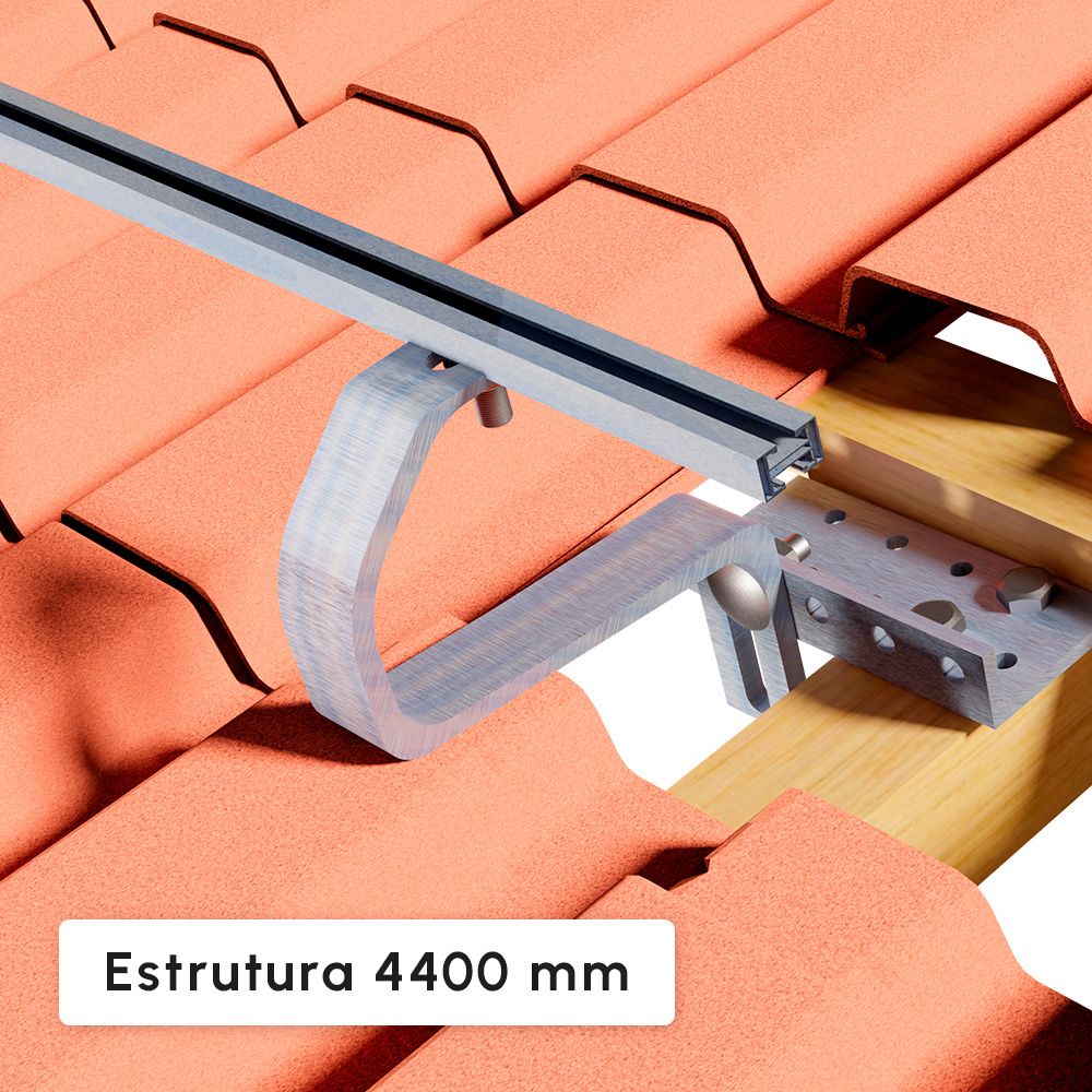 Estrutura De Fixação Painel Solar Para Telha Colonial (4 Placas) Trilho 4400mm Nz (Col1)