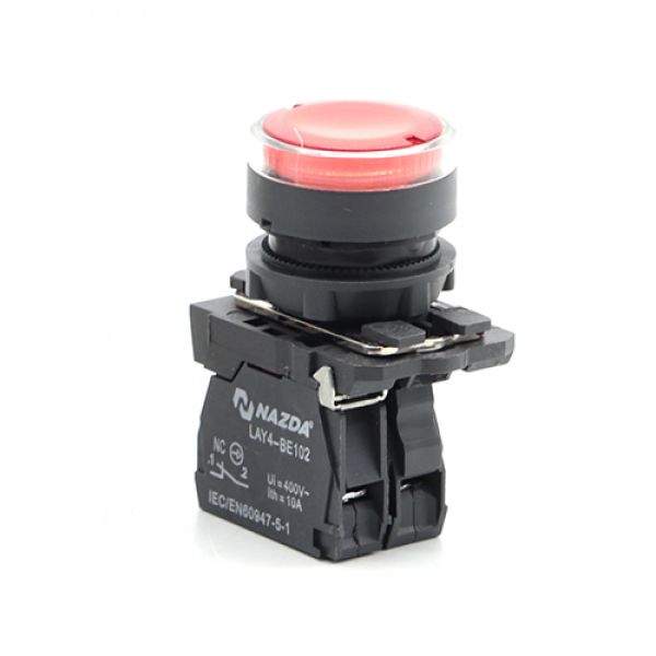 Botão Pulso Nazda 24V 1NC Com Sinalizador Vermelho