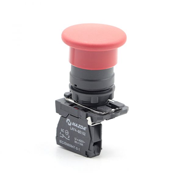 Botão Pulso Nazda Cogumelo 40mm NC Vermelho