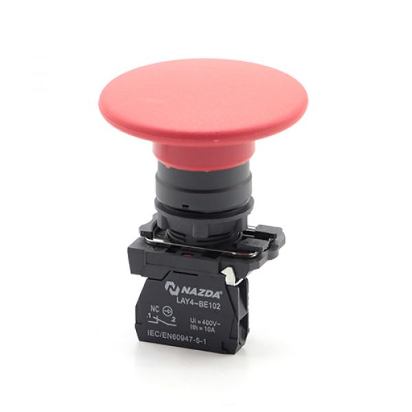 Botão Pulso Nazda 60mm NC Cogumelo Vermelho