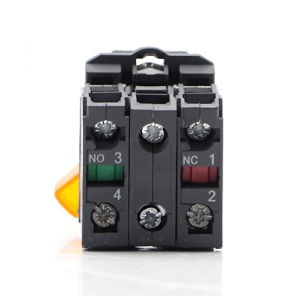 Comutador Nazda 2 Posições Manopla Longa Com Sinalizador 1NO+1NC 220V Amarelo