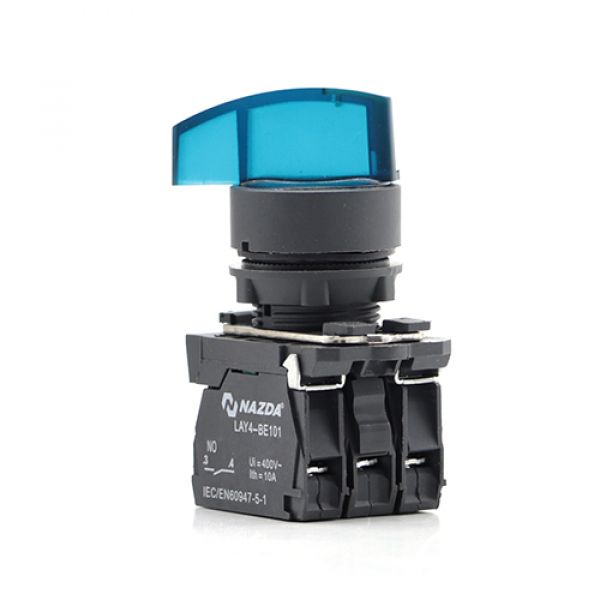 Comutador Nazda 2 Posições Manopla Longa Com Sinalizador 1NO+1NC 220V Azul