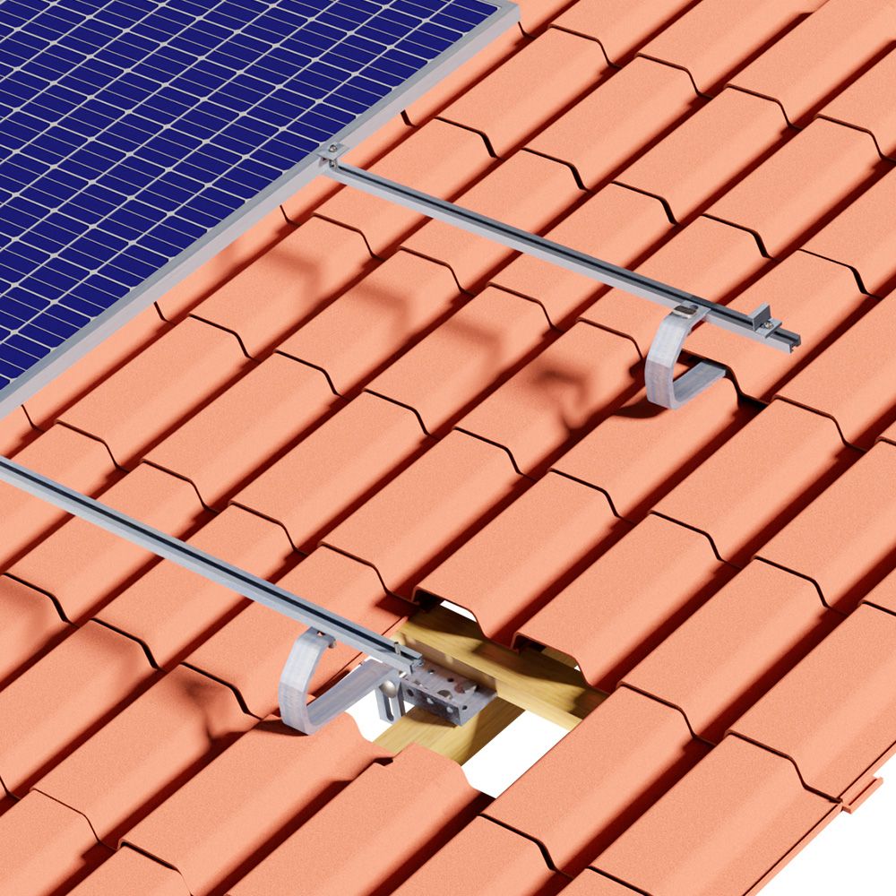 Estrutura De Fixação Painel Solar Para Telha Colonial (4 Placas) Trilho 4400mm Nz (Col1)
