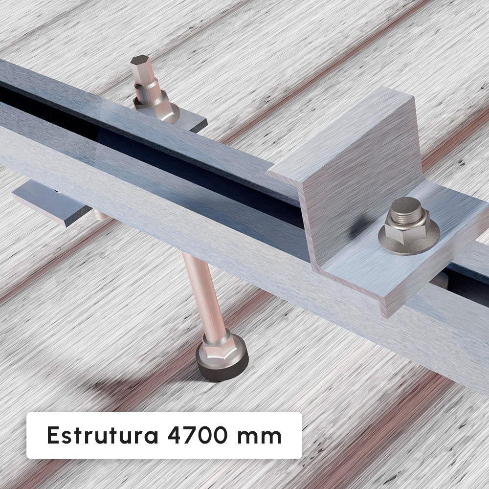 Estrutura De Fixação Painel Solar Para Telha Fibrocimento (4 Placas) Trilho 4700mm Nz (Fib2)