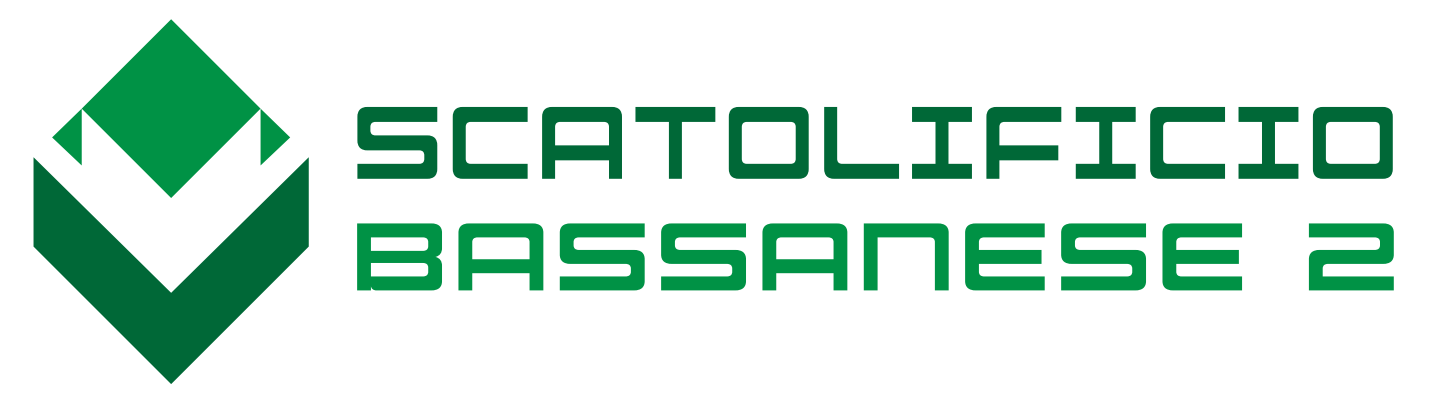 Logo per la Scuola Media Bassanese 2 in verde e bianco, con icona geometrica e testo