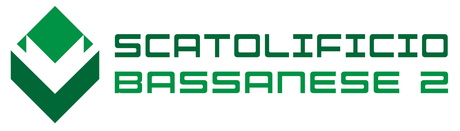 Logo per la Scuola Media Bassanese 2 in verde e bianco, con icona geometrica e testo