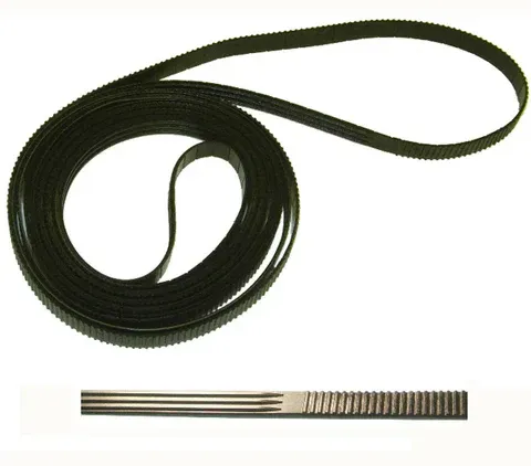 Coiled black razor strop with a metal handle shown below
