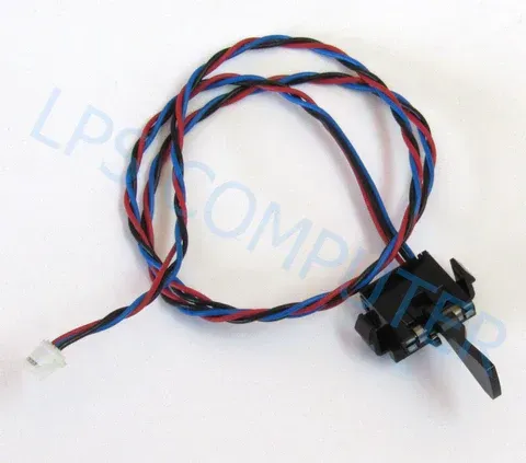Coiled red, blue, and black wire harness with small black connector and white plug