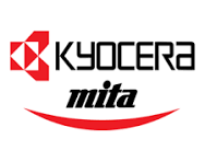 Kyocera Mita logo in black and red with stylized red emblem and swoosh