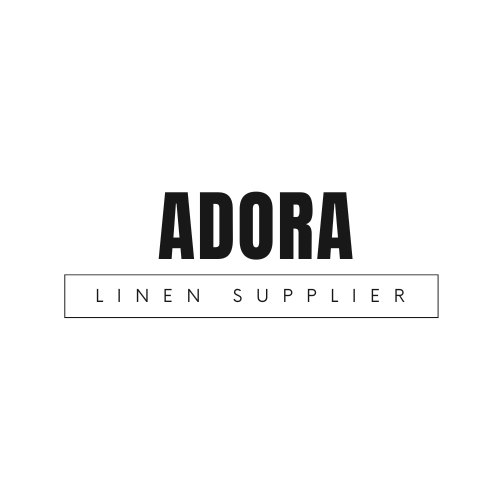 Logo for Adora Linen Supplier: Black text "ADORA" above a thin box containing "LINEN SUPPLIER".