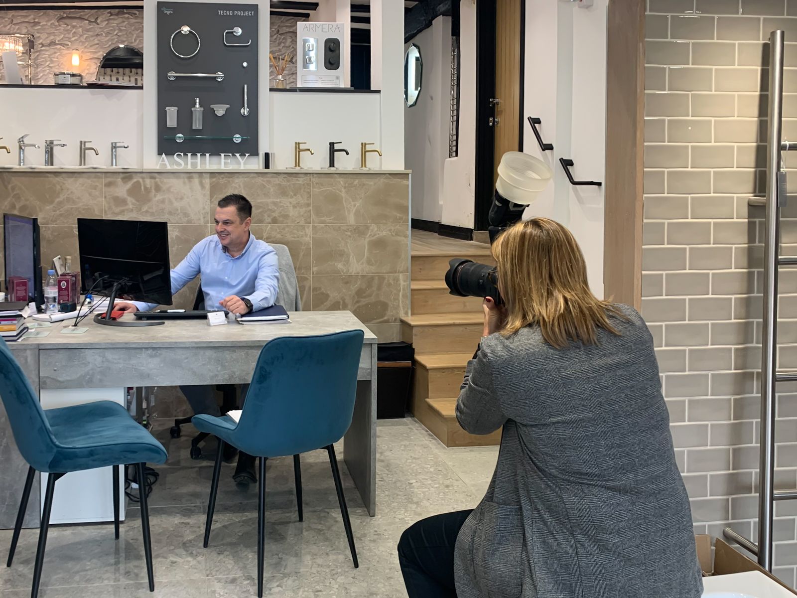 Professional photography Reading, photographer taking photo in bathroom showroom