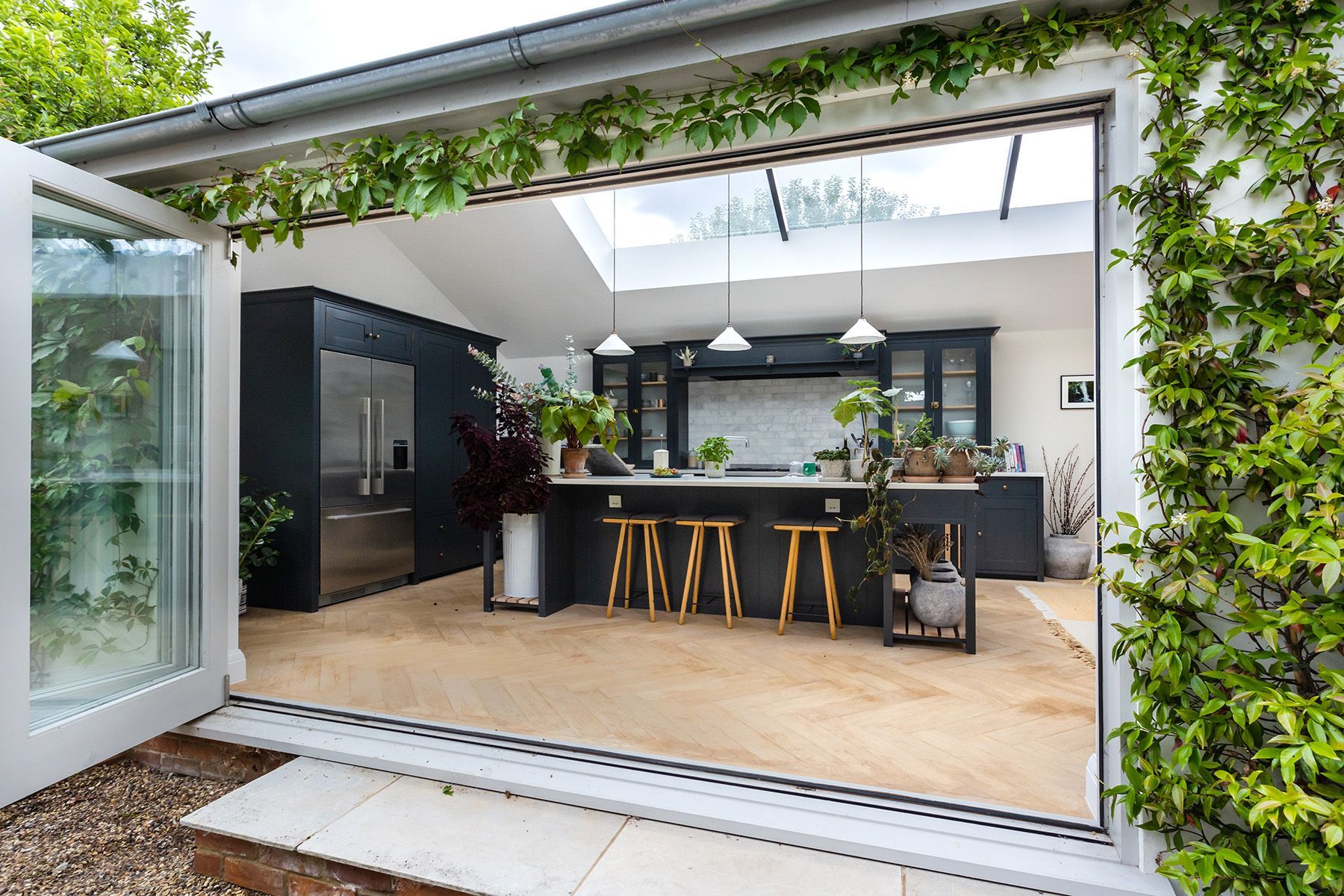 Property photography Berkshire, modern kitchen with bi-fold doors to garden