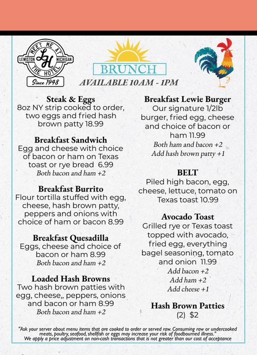 Brunch menu