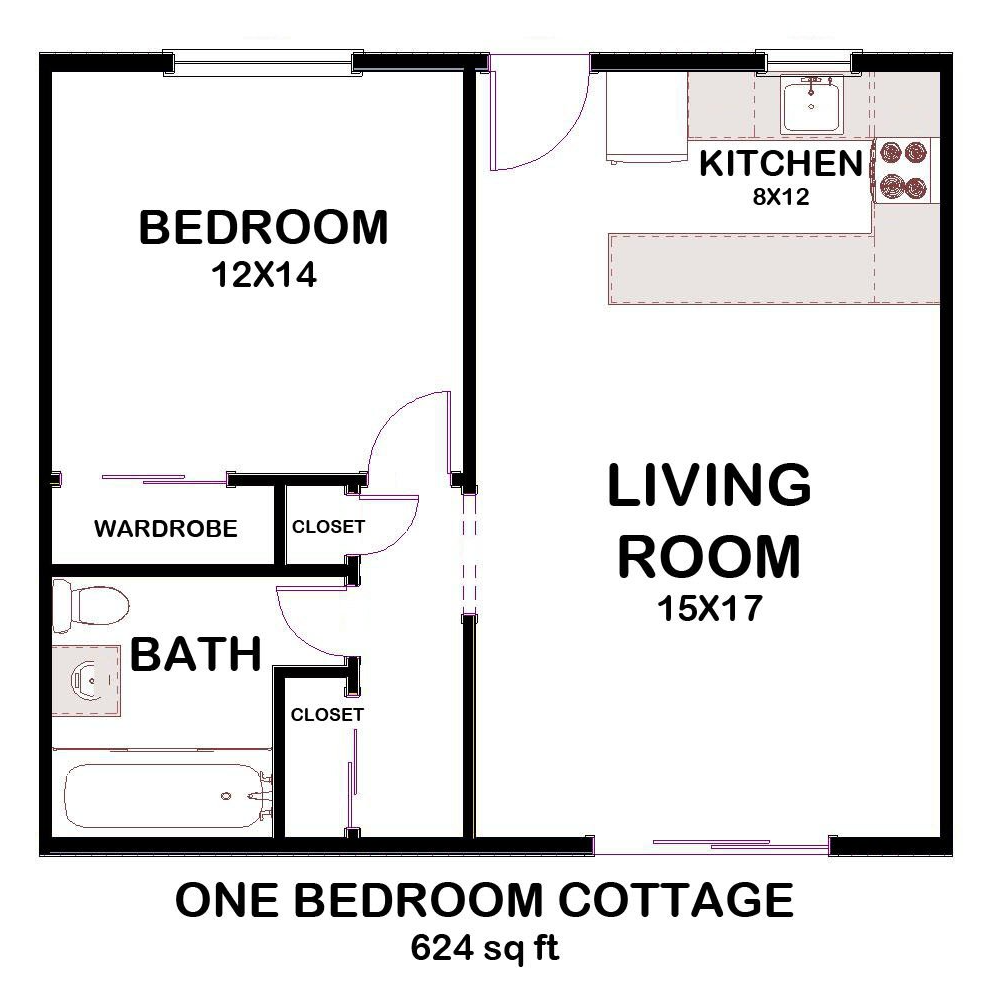 One Bedroom Cottage Floor Plan