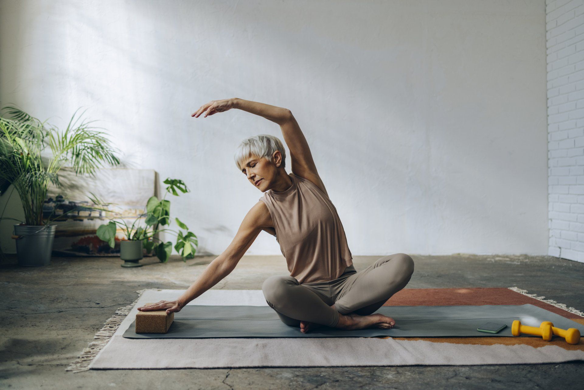 senior doing yoga