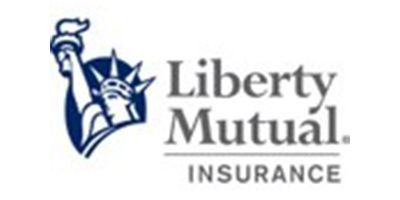 Liberty Mutual Insurance logo with the Statue of Liberty torch icon in blue and gray text