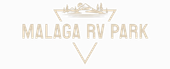 Malaga RV Park logo with a mountain and trees inside a triangle.
