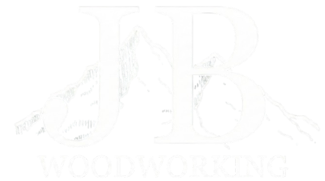 JB Woodworking logo with mountain scene.