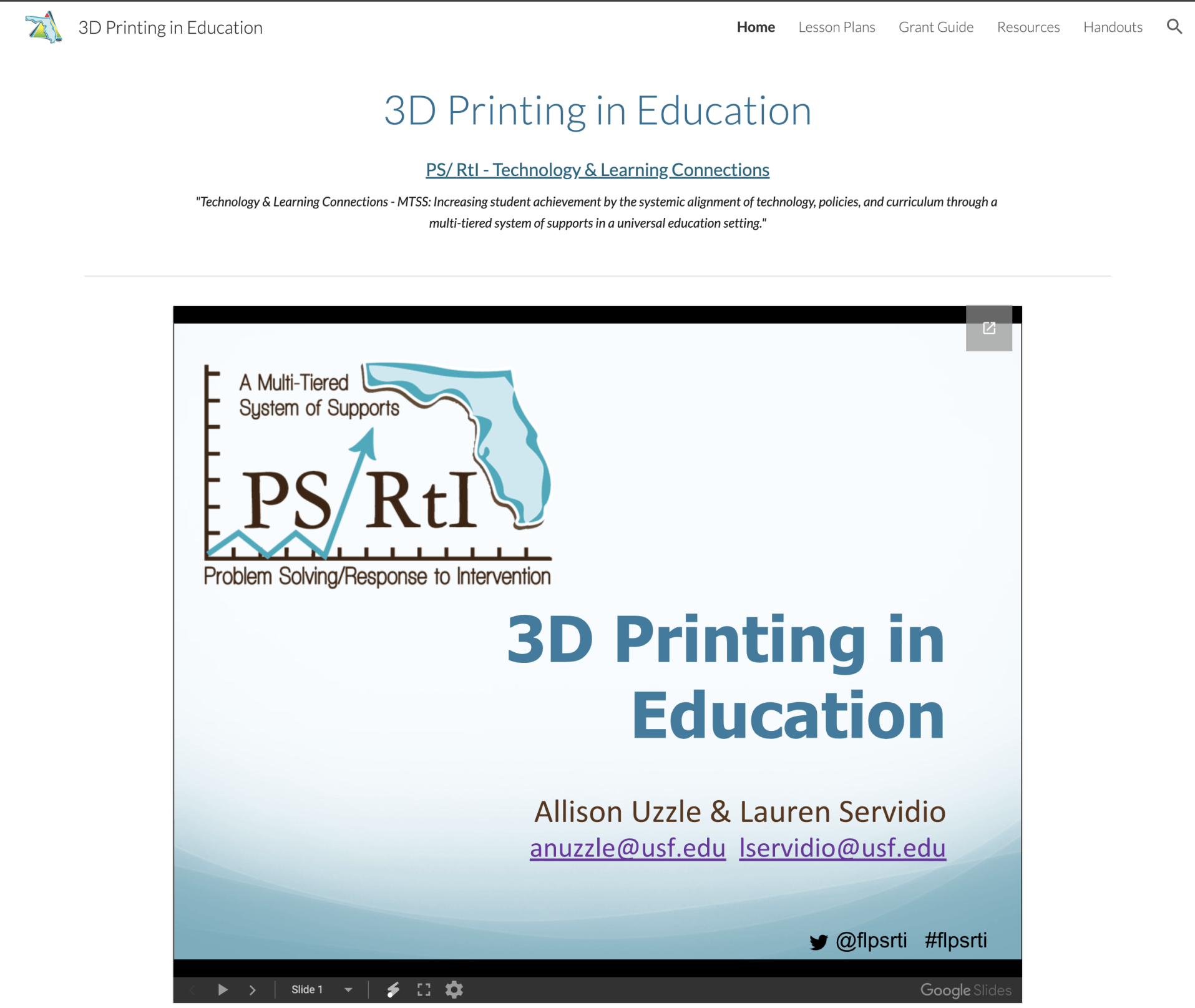 screenshot of the 3D printing in education