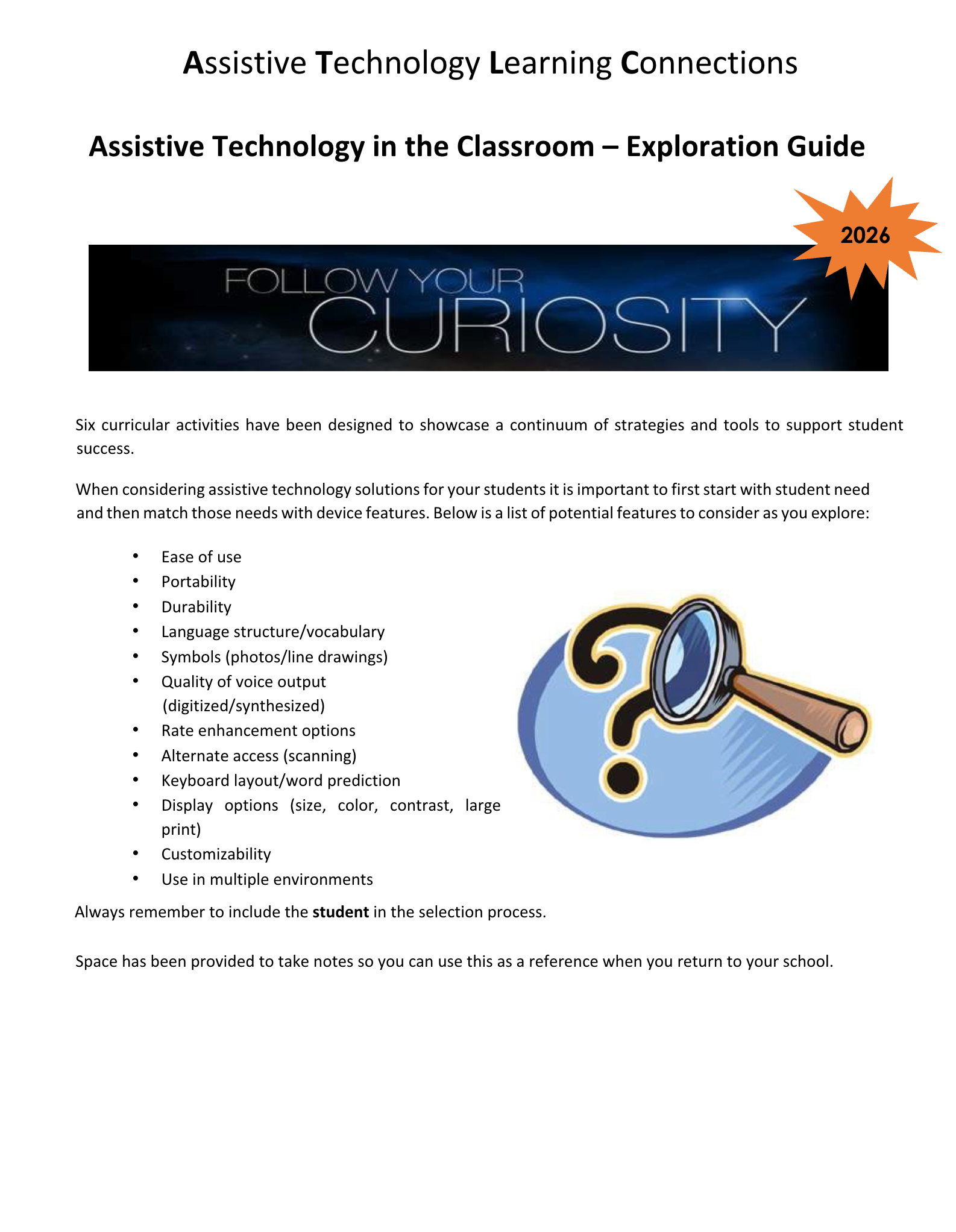 AT in the Classroom Exploration Guide