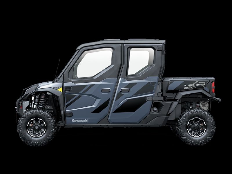 Dark gray Kawasaki UTV with black accents on a black background.