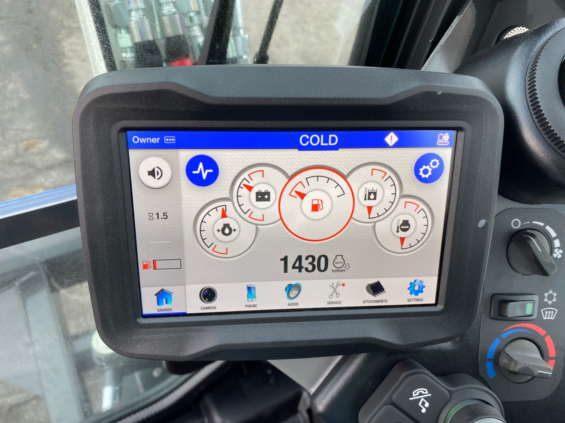 Dashboard displaying gauges, fuel level, and 