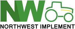 Green NW letters and a tractor outline, with NORTHWEST IMPLEMENT below.