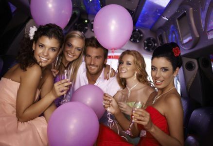 Client Celebrating Inside the Limousine
