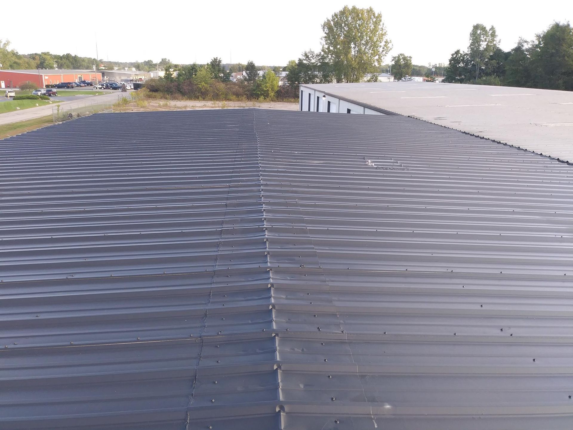 The roof of a building with a lot of shingles on it.