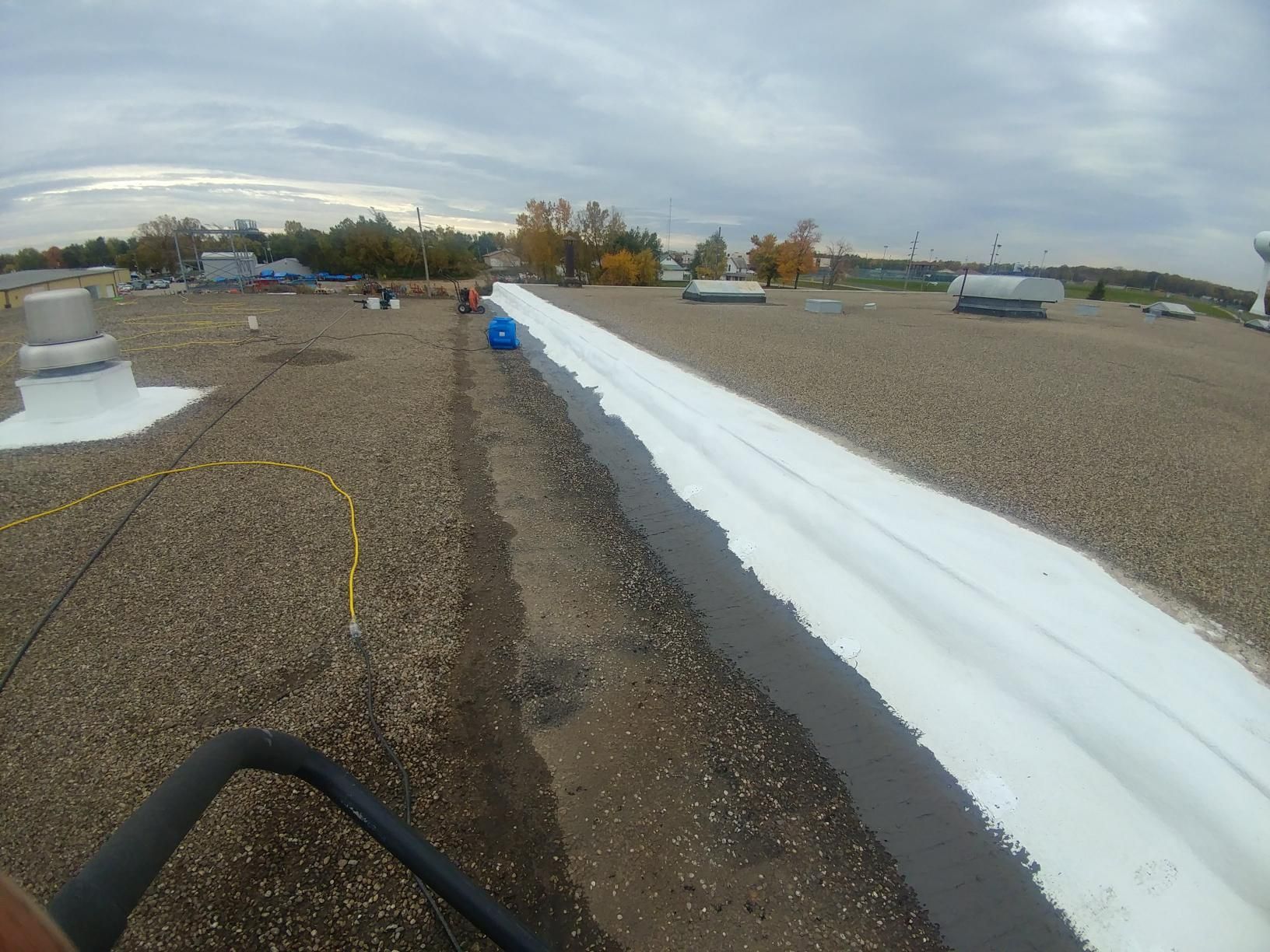 A roof with a white line on it