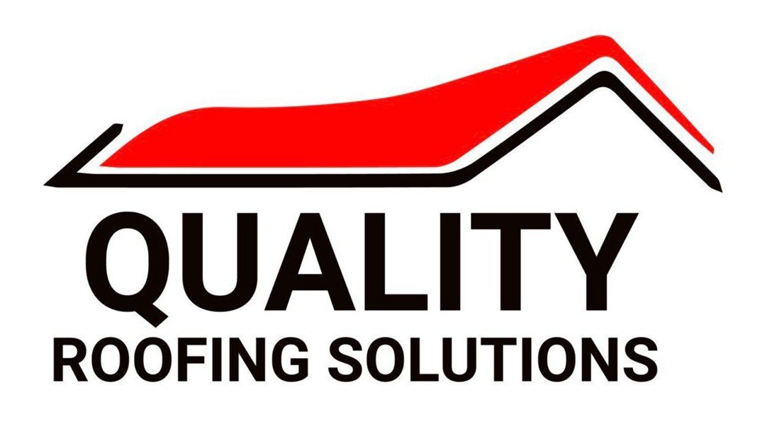 A logo for Quality Roofing Solutions with a red roof.