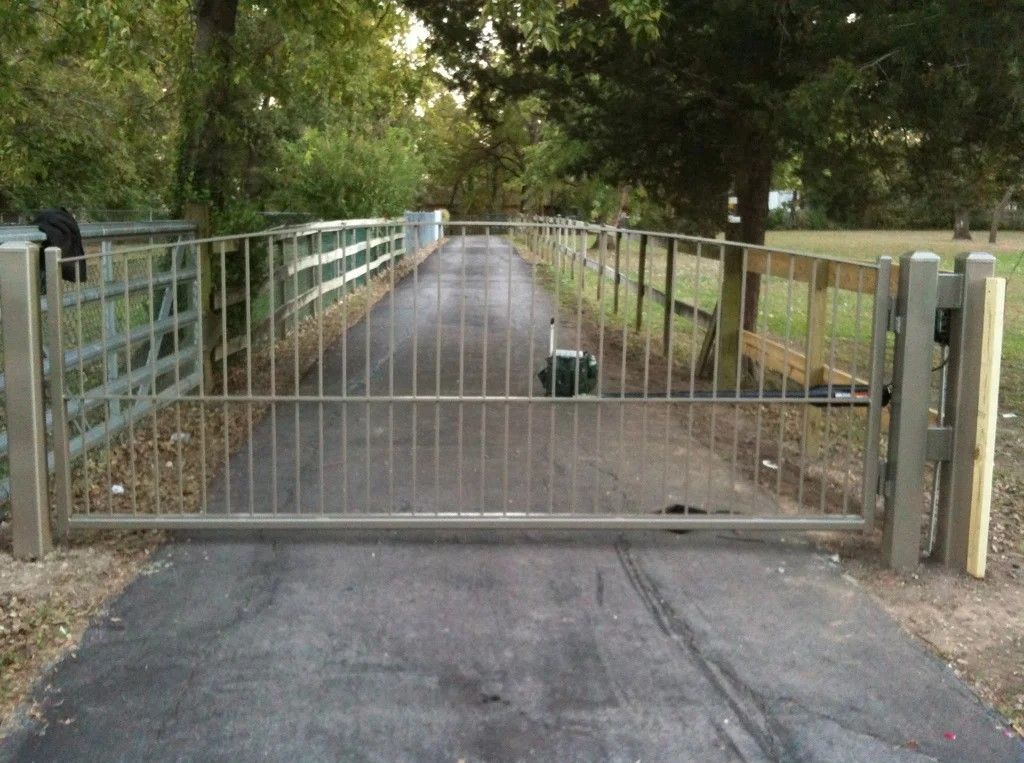 A gate that is closed on a road