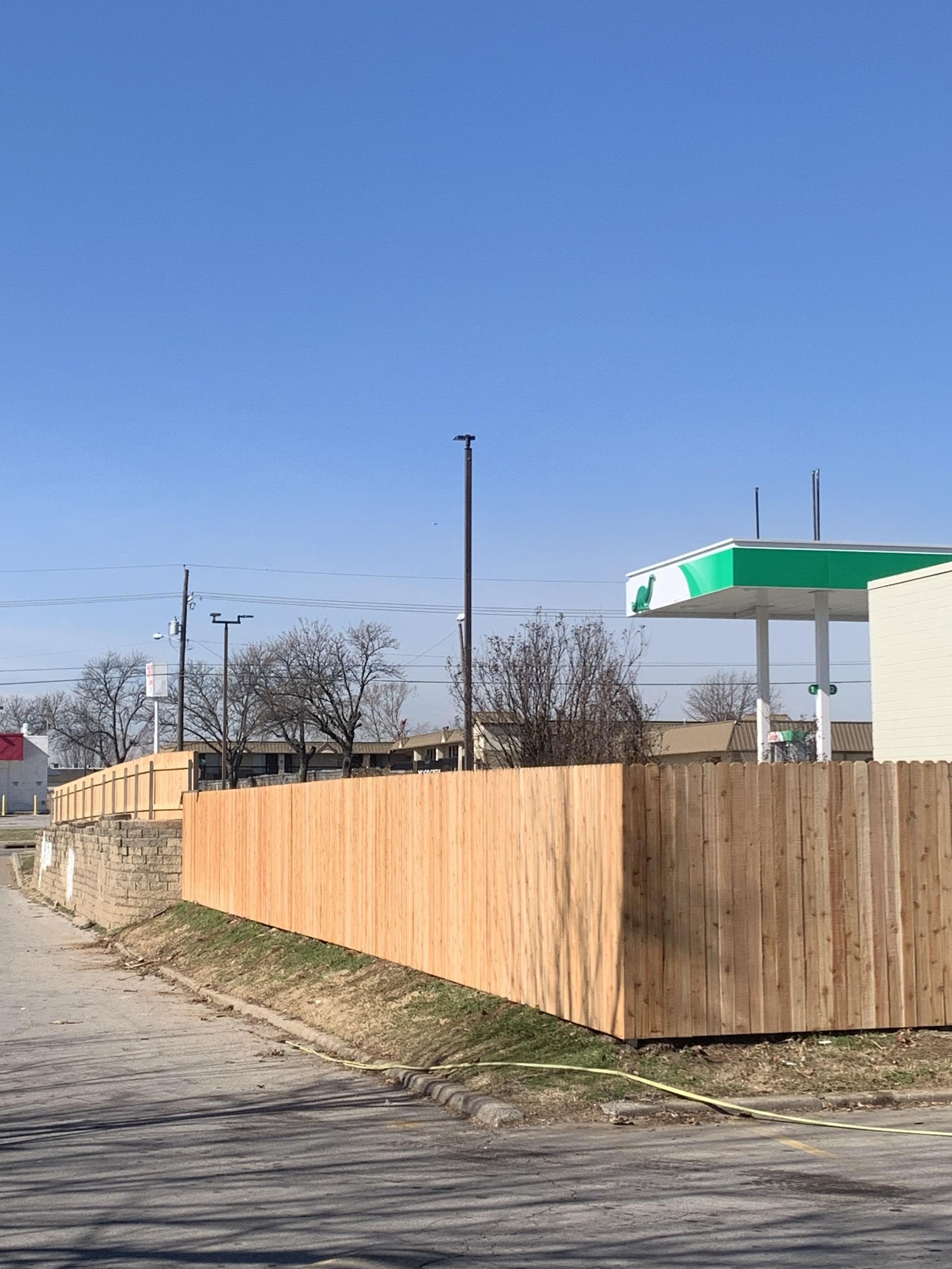 Wood Fence around a business