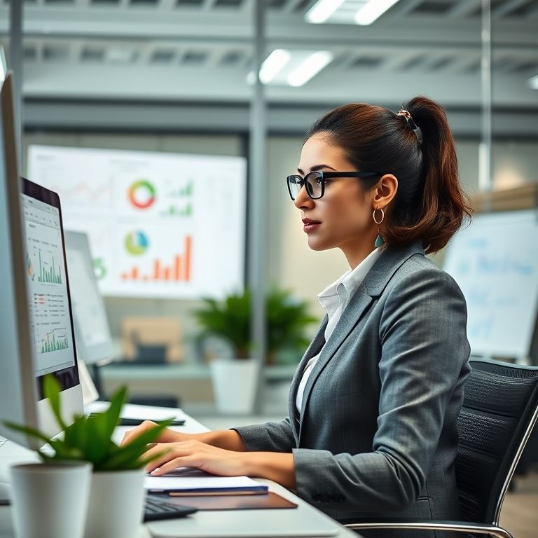 Trabajo en Excel Ejecutiva trabajando en Excel