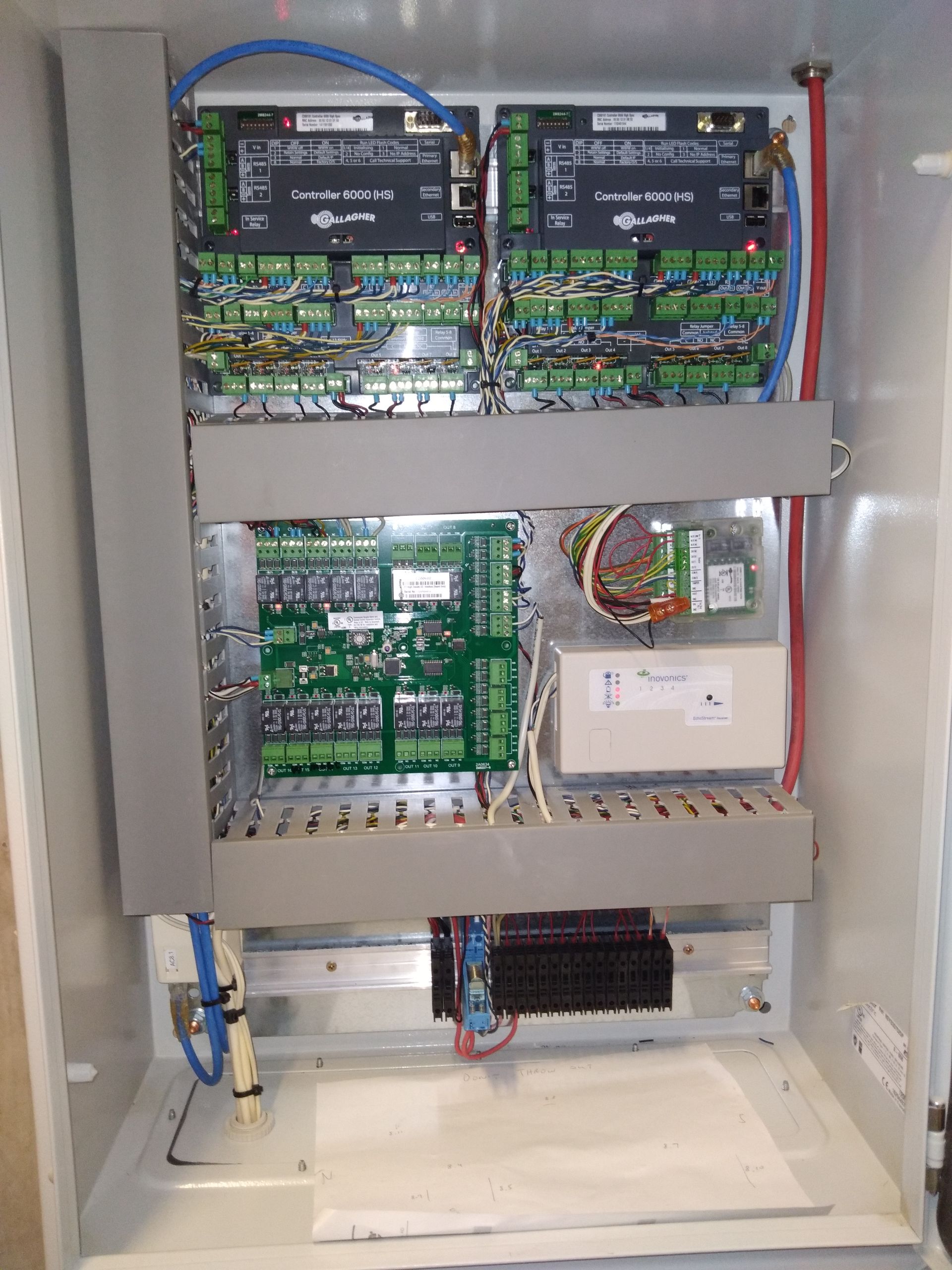 The inside of a box with a lot of wires coming out of it