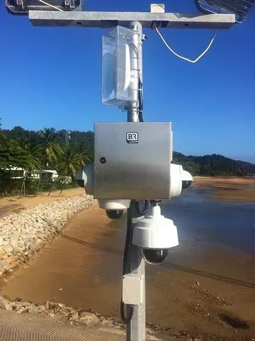 CCTV Camera Set Up on Pole by the Sea — Sape Industries in Hinchinbrook, QLD