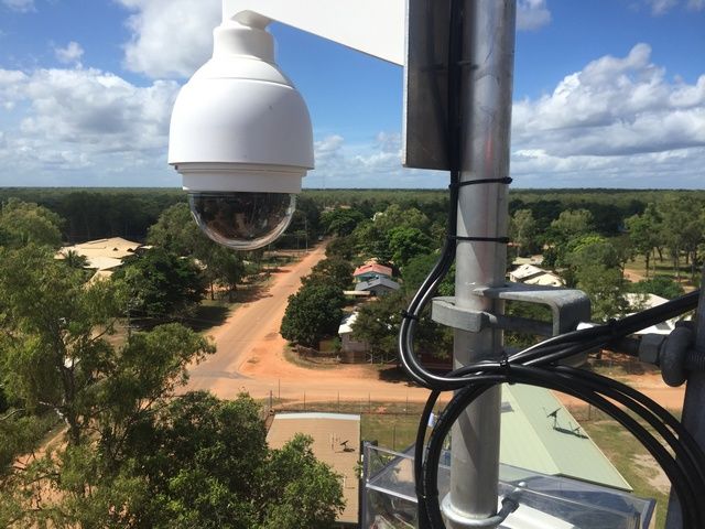 Security Camera is Mounted on Top of a Pole — Sape Industries in Garbutt, QLD
