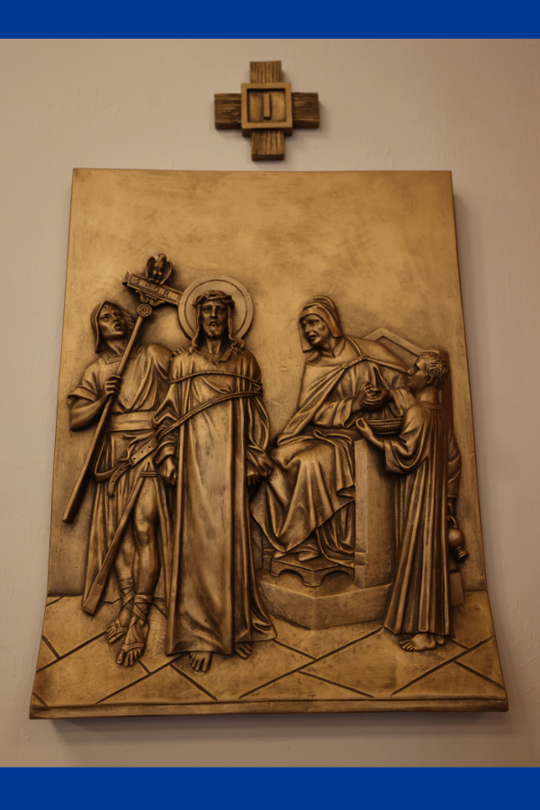 Jesus stands before Pontius Pilate as He is unjustly condemned to death.