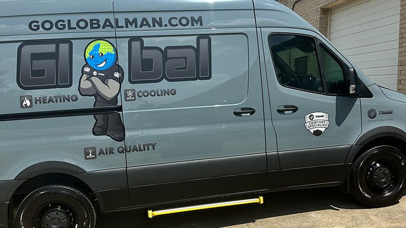 Gray van with