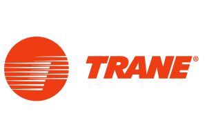 Trane logo: Orange circle with white lines,