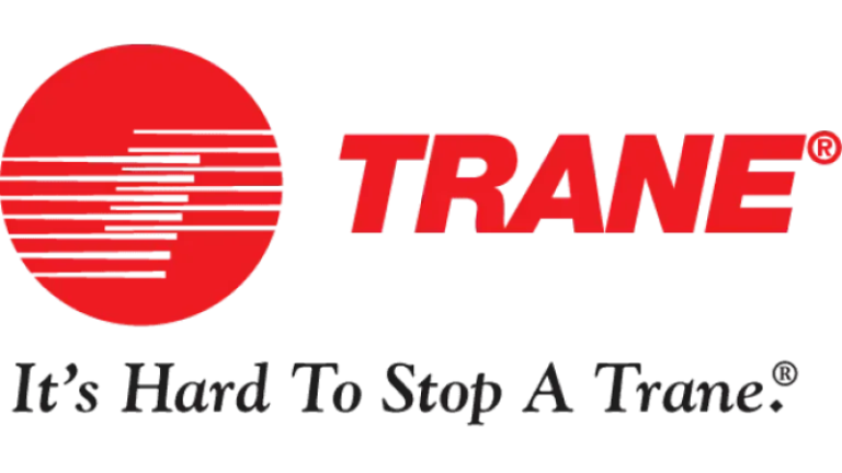 Trane logo with red circle and text: 
