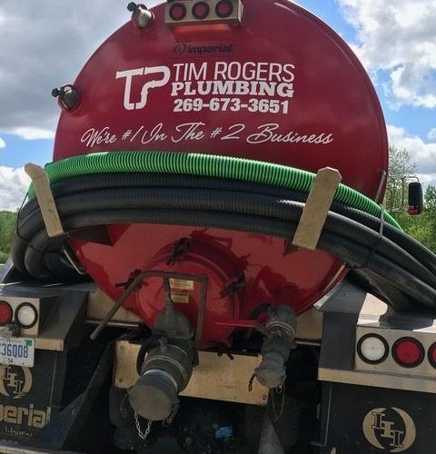 Large truck with business name on it — Allegan, MI — Tim Rogers Plumbing LLC