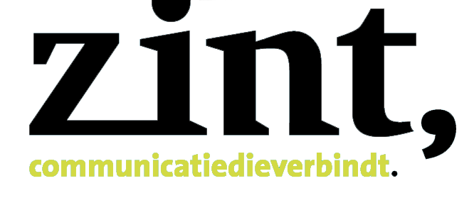 Logo van "zint", met de slogan "communicatiedieverbindt." in lichtgroen.