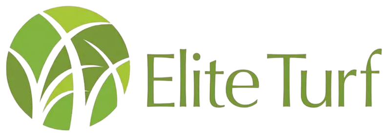 Elite Turf logo with green circular leaf icon and olive-green text on a white background